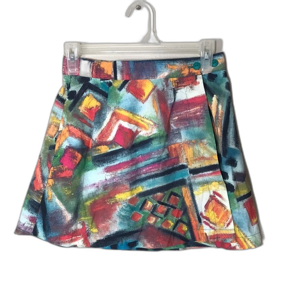 Pants - Vtg jazz 21 nylon abstract funky mini skort size 4 athletic